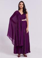 Pure Organza Wine Party Wear Lace Work Readymade Indo Western